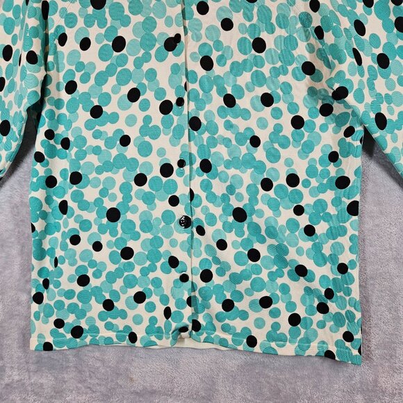 Pendleton Womens M Silk blend Polka Dot Cardigan Seafoam & Black preppy feminine - Picture 6 of 10